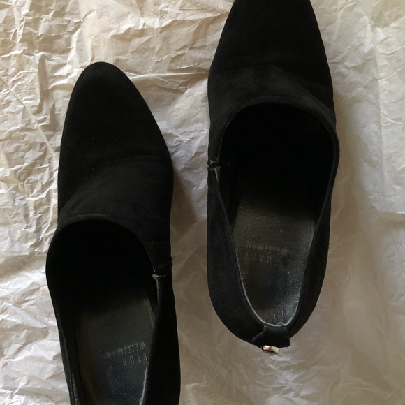9M Stuart Weitzman Logocoverup Black Suede Booties - Picture 2 of 16